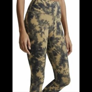 Varley Green and Tan Tie-Dye Leggings
